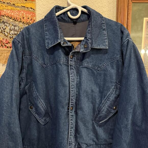 J. Peterman Horsemans 80s Duster Ranchers Coverall Jacket Equestrian Denim Large - Picture 4 of 9